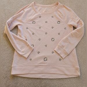 APT.9 Pullover blush pink sweatshirt w/ silver sequin clusters women's medium